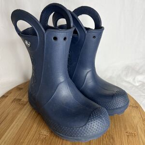 Crocs Handle It Rain Boot Kids in Navy Unisex Size 12 Gently Used